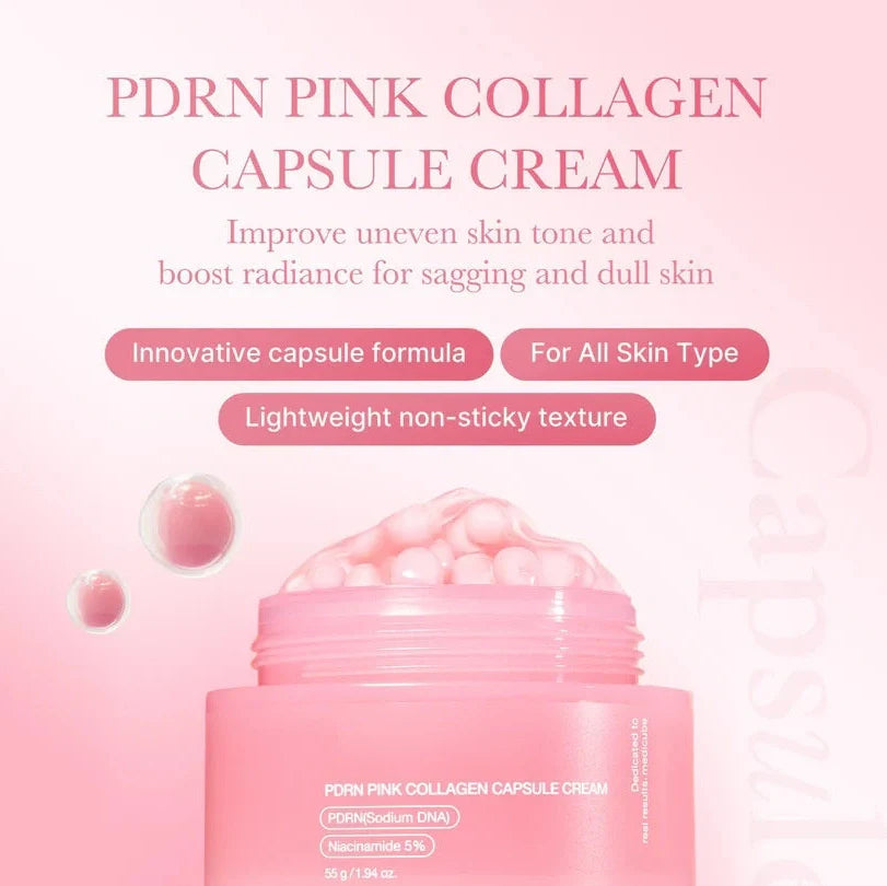 Pink collagen capsule cream with pearl extract in 50ml packaging