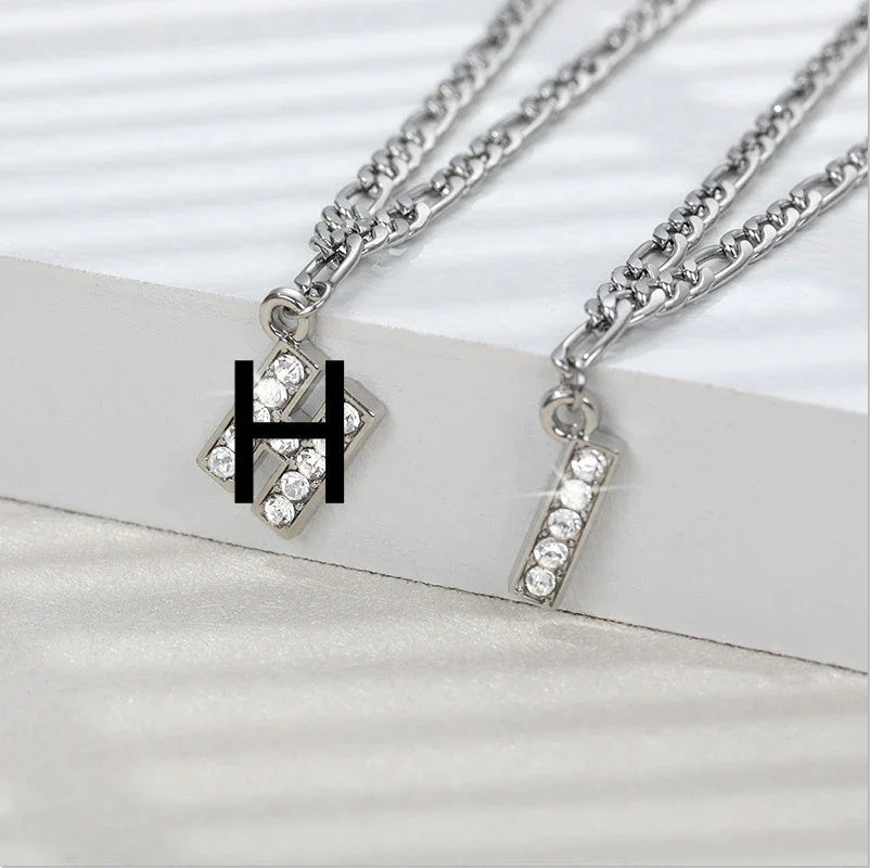 Personalized Stainless Steel Letter Anklet with Sparkling Zircon Accents
