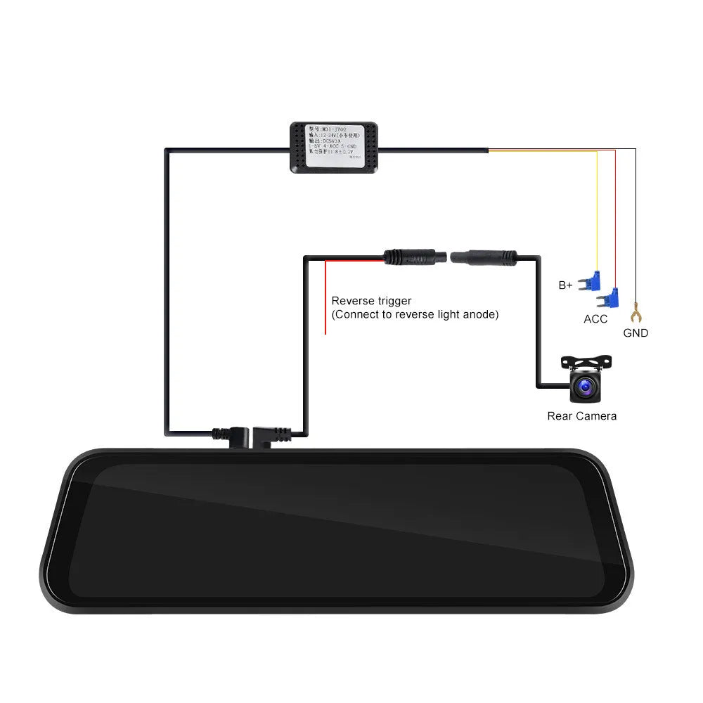 9.66-inch car dash cam mirror with touch screen displaying CarPlay interface and recording function