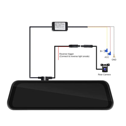 9.66-inch car dash cam mirror with touch screen displaying CarPlay interface and recording function