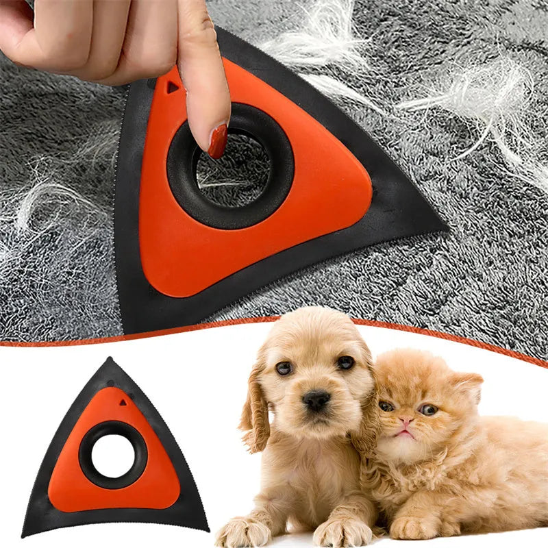 Triangle Electrostatic Pet Hair Remover Brush for Carpets and Furniture, ABS Dog and Cat Hair Cleaner with Three Gear Densities, Red Green Orange, 14cm Colour Box