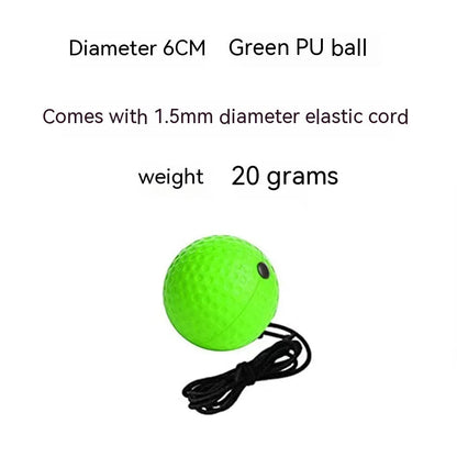 Head-mounted boxing reaction ball trainer with adjustable headband and multiple coloured balls