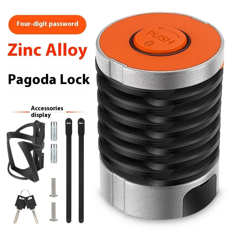 Bicycle water bottle cage anti-theft password fliplock in black colour with zinc alloy and steel construction