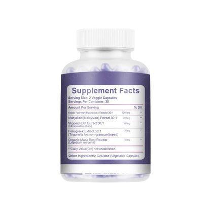 Bottle of 60 vaginal capsules for women's intimate health supplement
