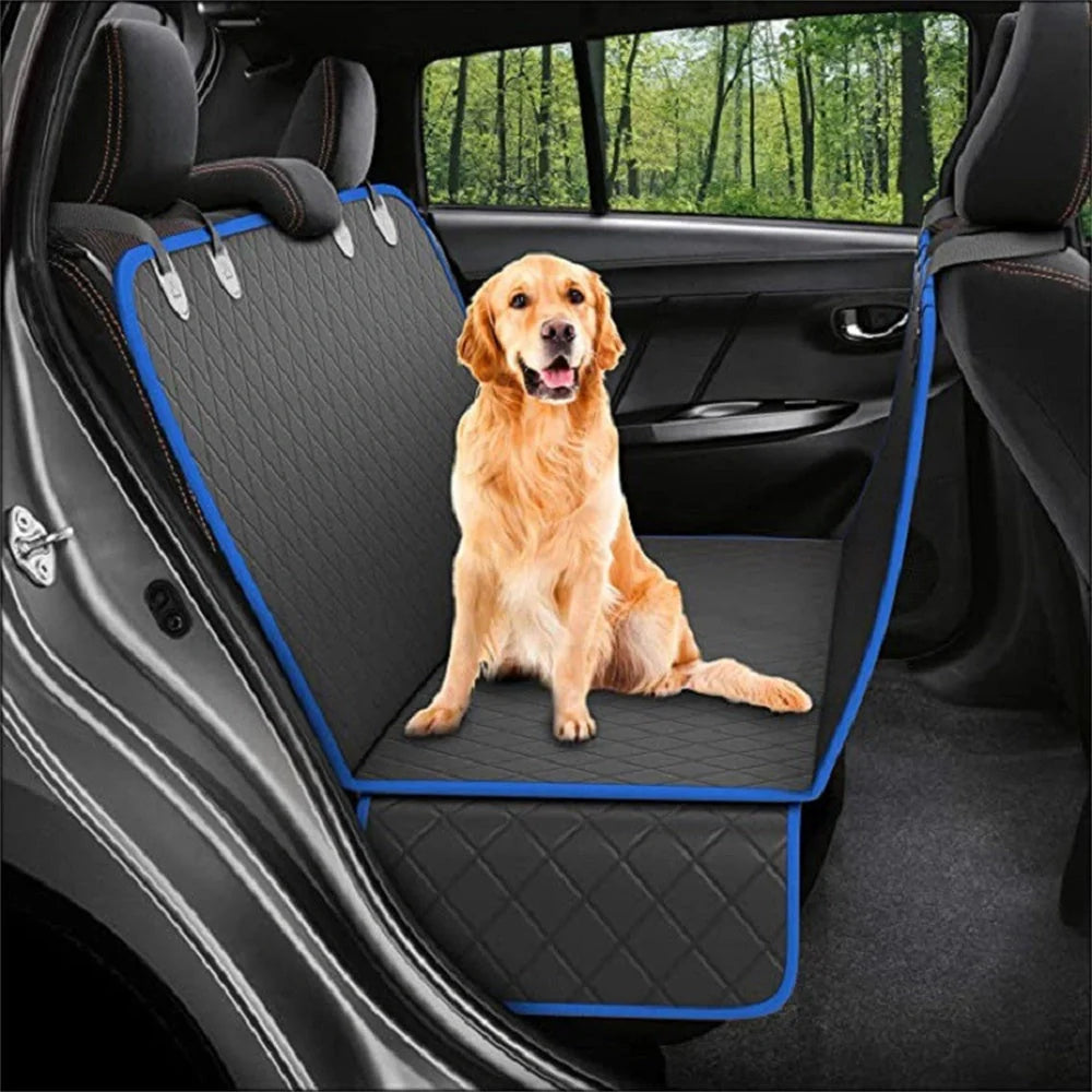 Dog car seat cover with view mesh and zipper for travel safety