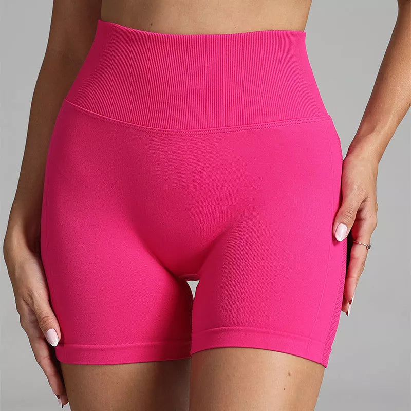 High waist seamless yoga shorts for women with hip-lifting design in various colors