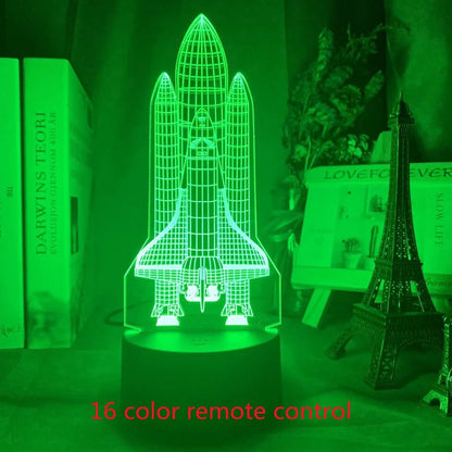 Custom 3D airplane hologram night light with optical acrylic panel and ABS base showing colour-changing illumination