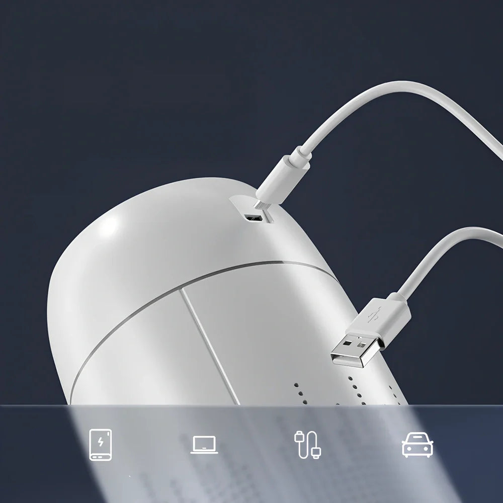 Round USB plug-in aromatherapy humidifier with ambient light and 1.0-2.5 litre water capacity