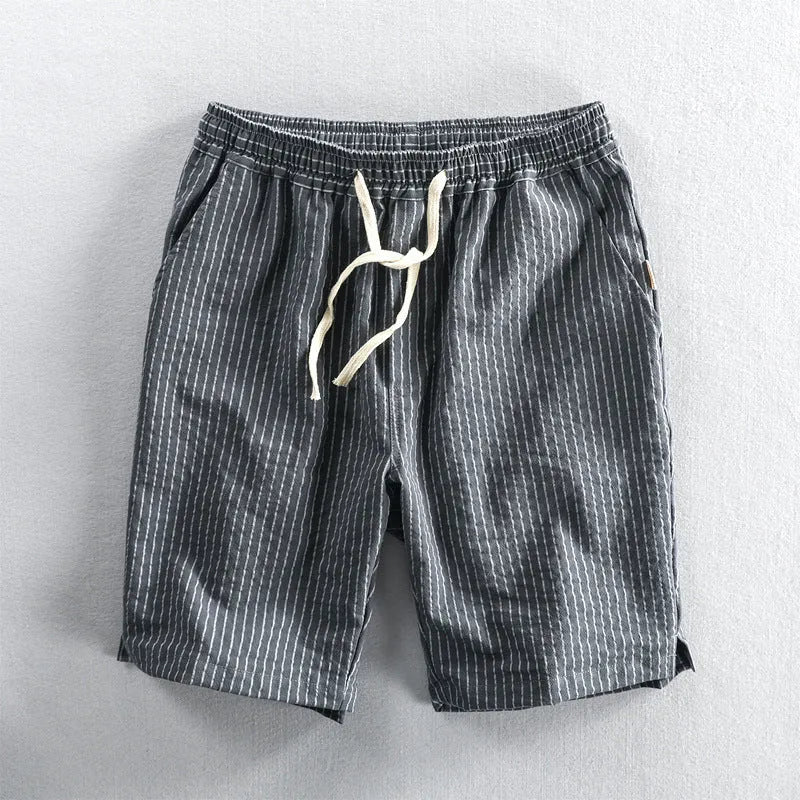 Men's striped casual shorts in cotton with micro elasticity, available in multiple colours and sizes up to 6XL