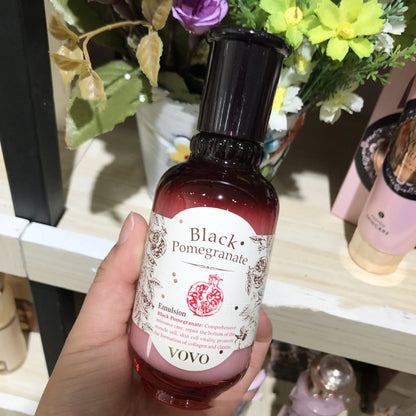 Six-product pomegranate skin care set including cleanser, cream, essence, eye cream, milk and water bottles