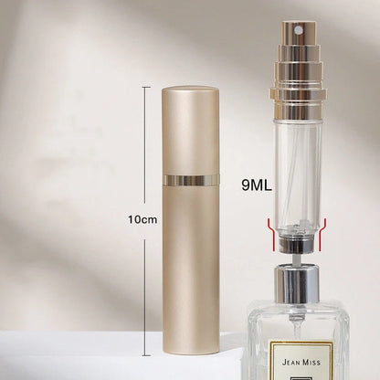 Portable perfume atomizer with compact, travel-friendly design and multiple color options