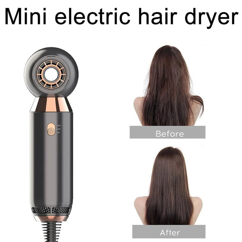 Hair dryer with 800w motor and 2 speed settings, compact lightweight portable electric blower for travel, includes negative ionic technology for frizz reduction, comes with concentrator and diffuser attachments, available with EU or US plug options