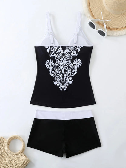 Plus size women's swimsuit in Black or Rose Red with cotton blend lining, sizes S to 5XL