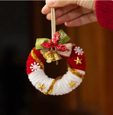 DIY felt Christmas tree braided stick material package for an 8cm flower wreath in Christmas wreath colours
