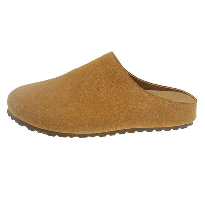 Korean style square-toe summer slippers in soft microfiber, slip-on design with PU sole