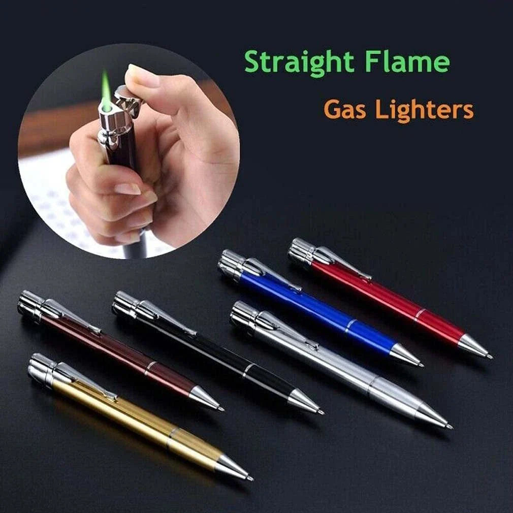 Refillable Butane Torch Lighter with Signature Pen Design - Powerful Turbo Jet Flame, Windproof, Portable Metal Construction