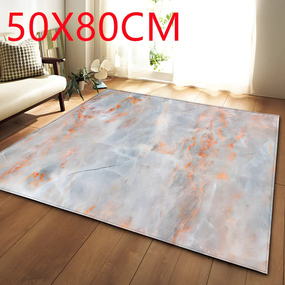 Rectangular polyester fibre carpet with marble pattern in 121.9x160cm and 50x80cm sizes
