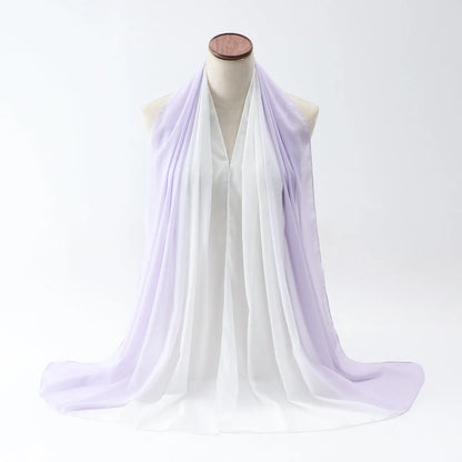 Women's chiffon bubble towel scarf in ethnic pattern showing draped length of 175 cm