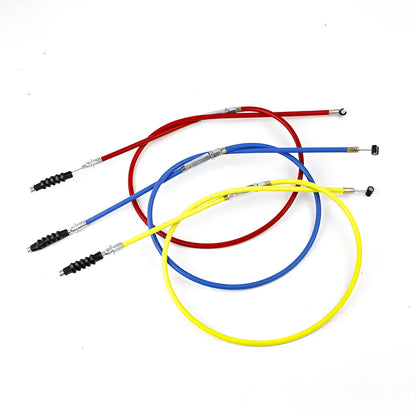 Clutch and accelerator control cable for scramble motorcycle ATV in black, blue, red, or yellow, 0.98m long.