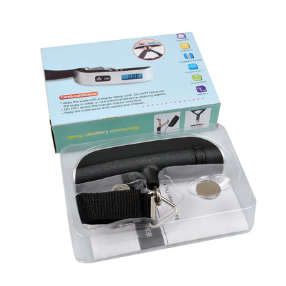T-shaped electronic luggage scale, 16cm x 3cm, black or blue, wild LCD screen with background light