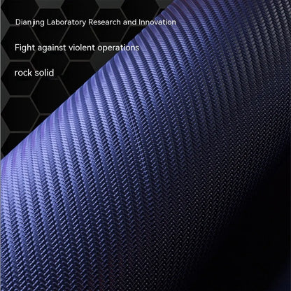 Black luminous gaming mouse mat with mech style graphics, water-repellent cloth surface, and USB cable