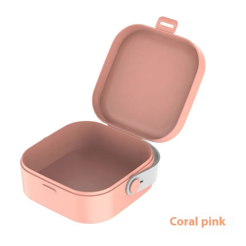 Multifunctional portable storage box for cables in Nordic White colour with lid, dimensions 15.5cm x 10.5cm