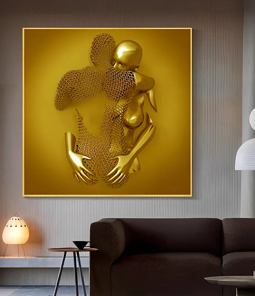 American Valentine wall decoration painting with metal frame and oil canvas in 40cm and 60cm sizes