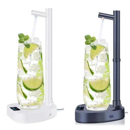 Rechargeable automatic water bottle dispenser with adjustable flow levels and extended pipe for versatile hydration