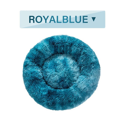 XXL fluffy donut dog bed in luxury long plush with 100cm diameter for large pets