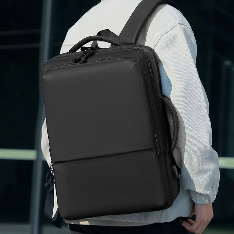 Waterproof Oxford cloth business backpack with air pillow belt system in black colour