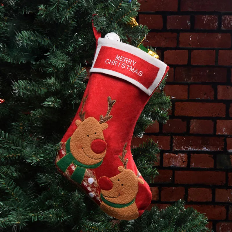 Christmas stockings in Elk, Old Man, and Snowman designs made from non-woven fabric, 30cm long