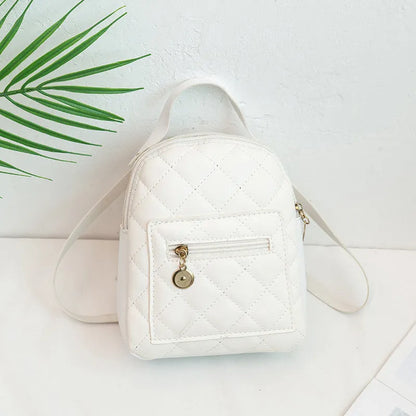 Girls' Korean style embroidered backpack in solid colour with hard PU construction and sandwich pocket