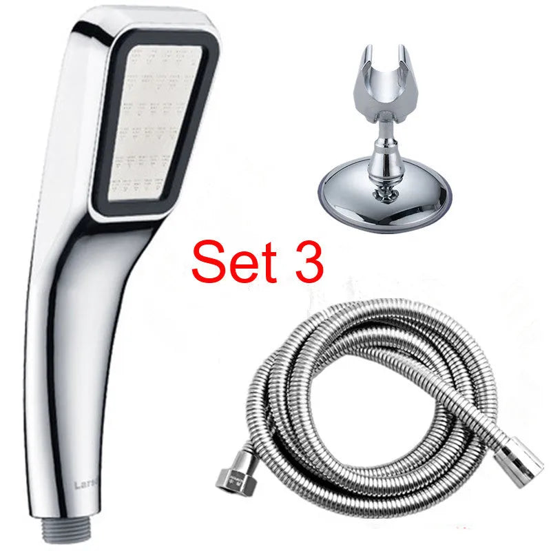 Orange plastic hand-held pressurised shower head with rain function