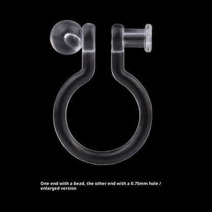 Transparent U-shaped plastic resin ear clip converter for stud earrings, unisex, single piece
