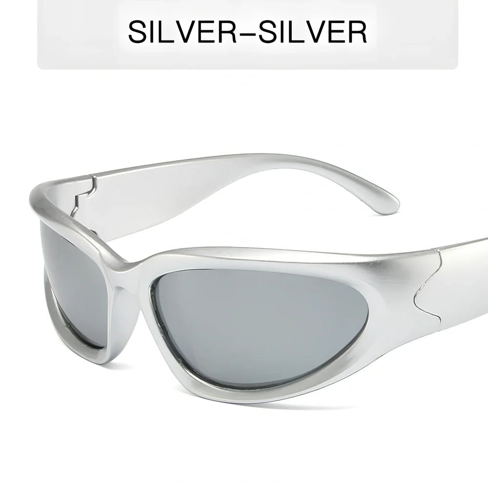 Personalised steam punk full frame cycling sunglasses in sand black grey chip style with mercury lenses for glare reduction