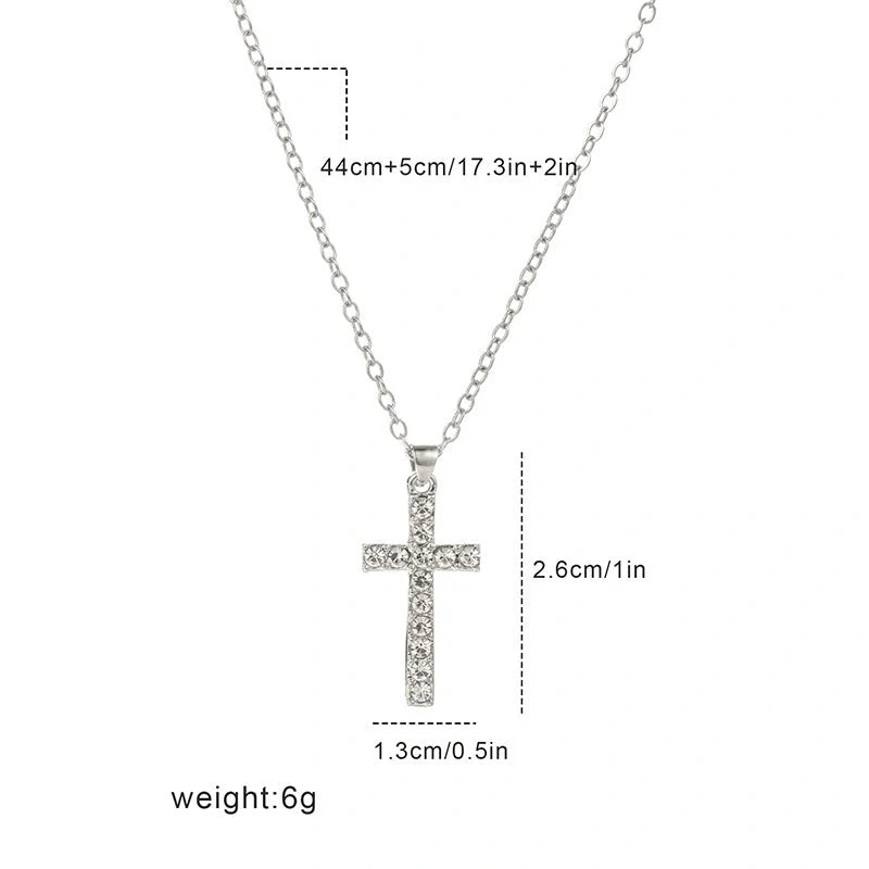 Silver Jesus Cross Necklace with geometric design on clavicle chain