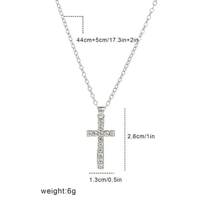 Silver Jesus Cross Necklace with geometric design on clavicle chain