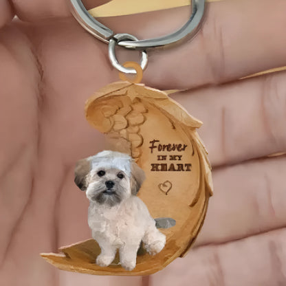 Square clear acrylic dog hanging decoration for car interior, 9cm by 9cm.