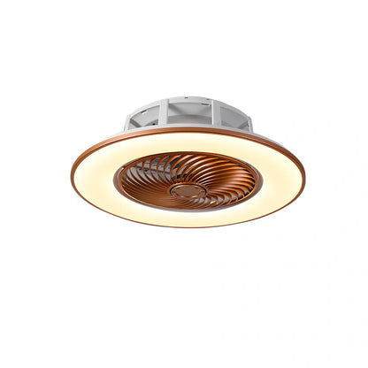 Smart ceiling fan light with invisible blades and LED lighting in white finish