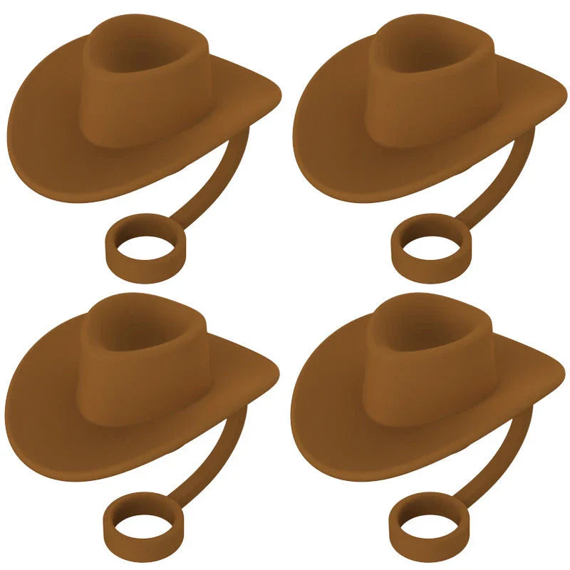 Stylish Cowboy Hat Straw Covers - Reusable drink toppers made from premium silicone for outdoor fun and fresh beverages