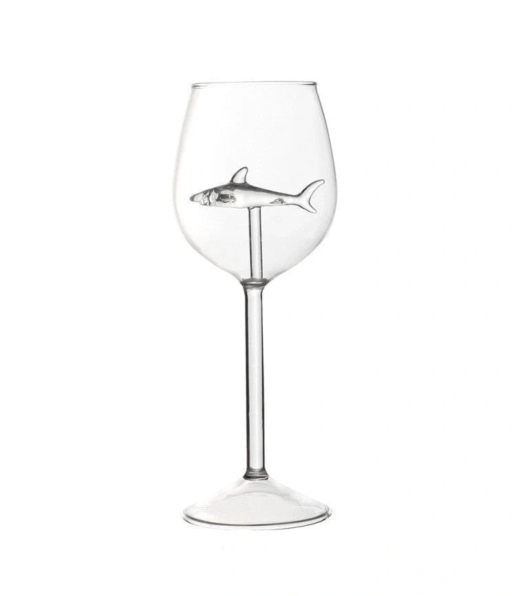 Crystal shark red wine glass with rotating design, lead-free, 300ml capacity