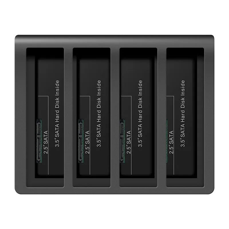 K305BU3S four-bay external hard drive docking station with four 2.5-inch drive brackets inserted
