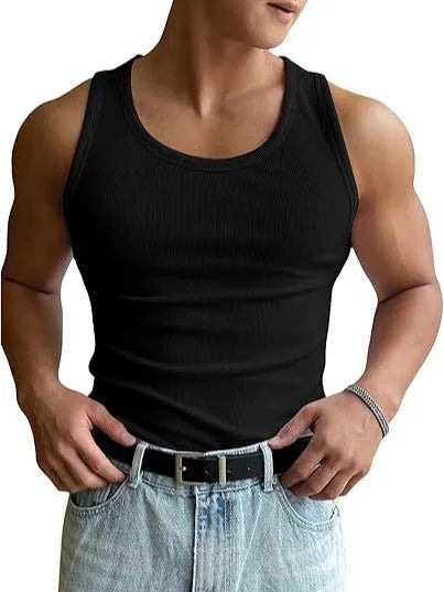 Men's tight-fitting round neck workout t-shirt in polyester with wool lining for summer sports