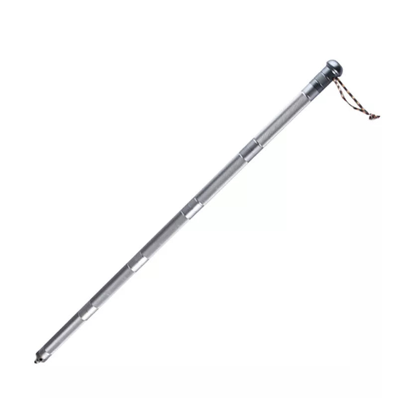 Silver aluminum alloy folding hiking stick for outdoor defense and trekking