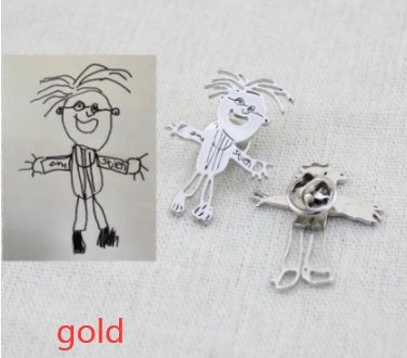 Custom stainless steel kids artwork necklace with personalized pendant