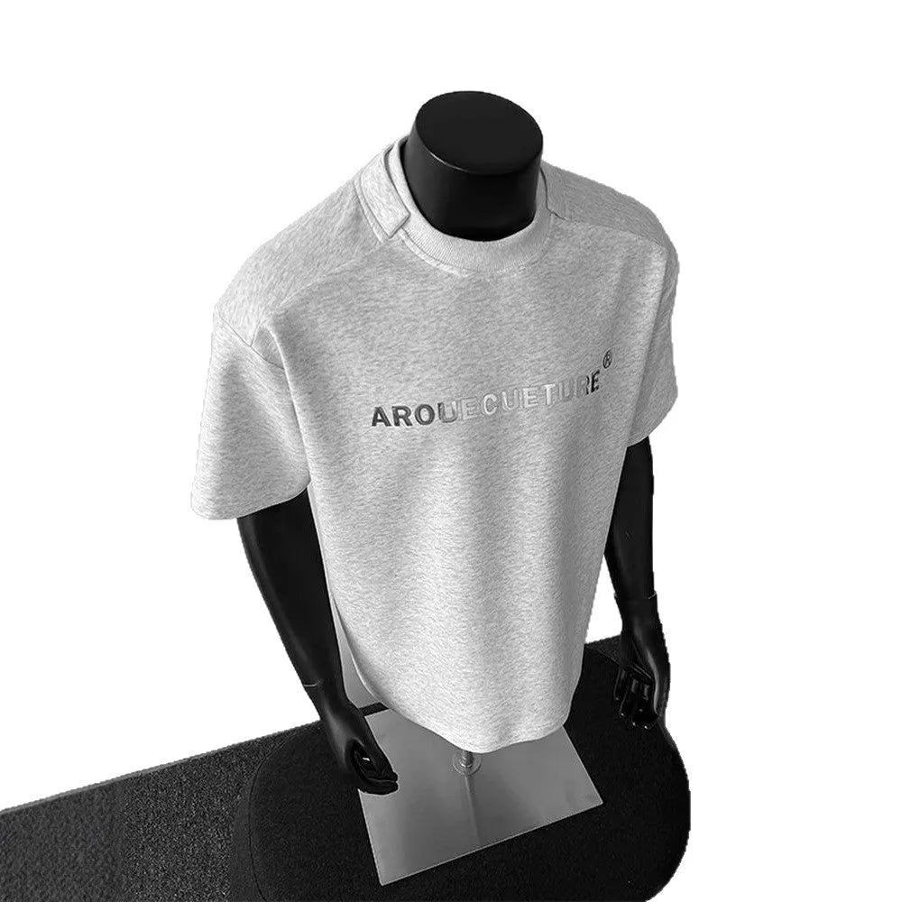 Men's plain cotton short sleeve pullover t-shirt in loose fit casual style