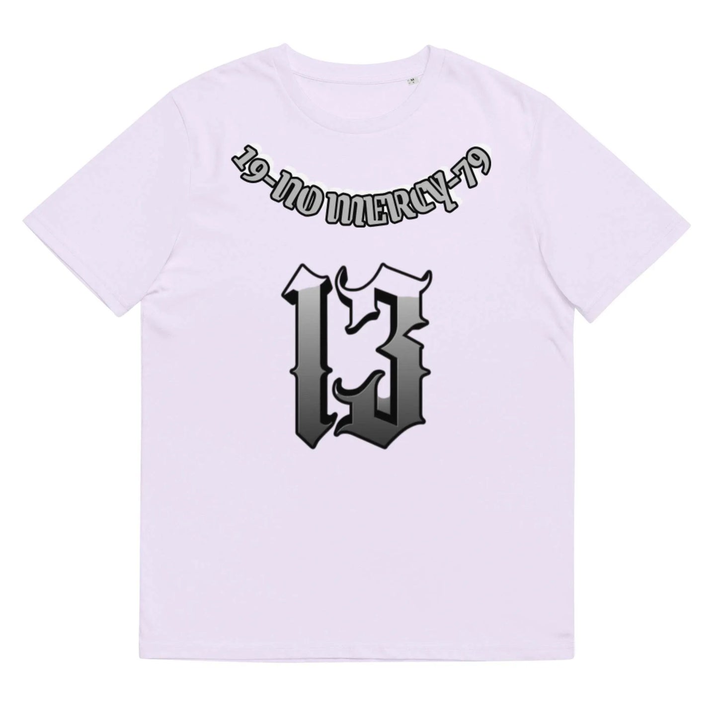 A loose-fitting grey cotton T-shirt with short sleeves and a round neck on a hanger.