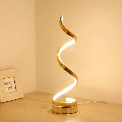 Adjustable LED bedside table lamp in gold finish with dimming switch and European-style design