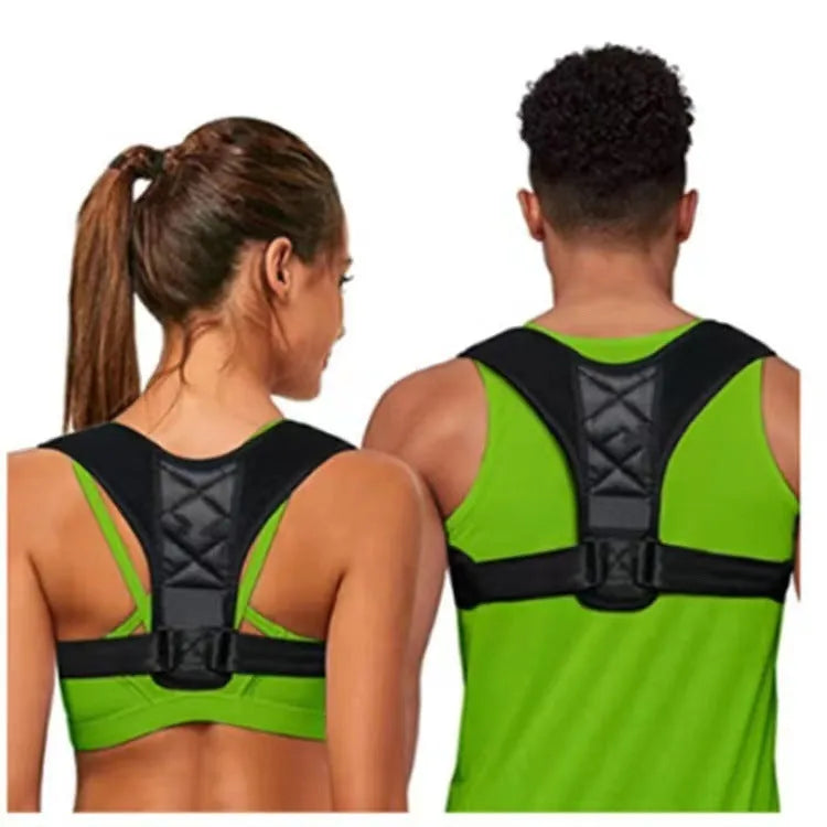 Nylon back correction band with adjustable straps for posture support during sitting