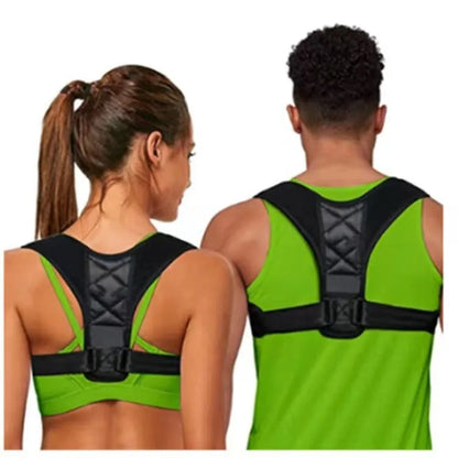 Nylon back correction band with adjustable straps for posture support during sitting